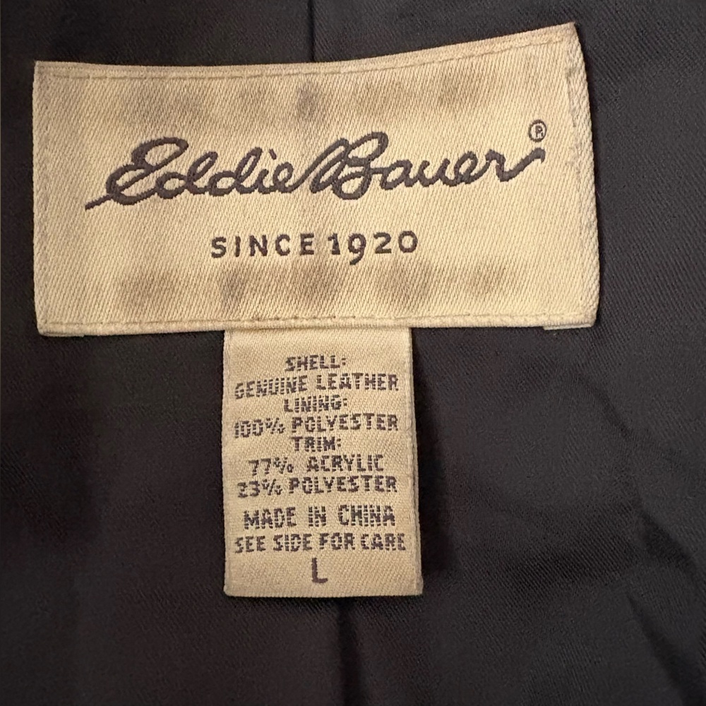 Vintage Y2K Eddie Bauer Women’s Black Leather Car Coat Casual Streetwear Sz L - Picture 6 of 13